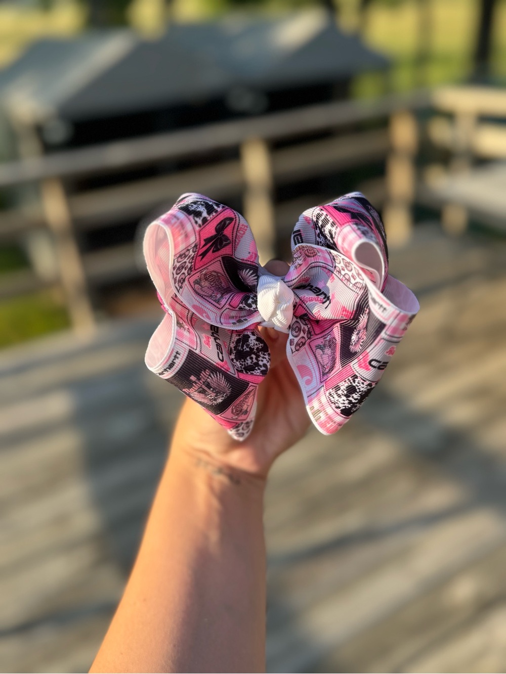 Pink Patterned Hair Bow